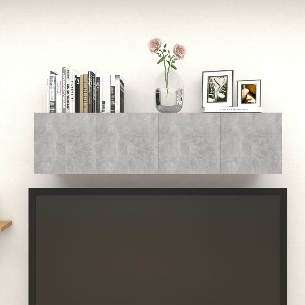 Sieninės televizoriaus spintelės, 4 vnt, 30,5x30x30 cm, pilkos kaina ir informacija | TV staliukai | pigu.lt