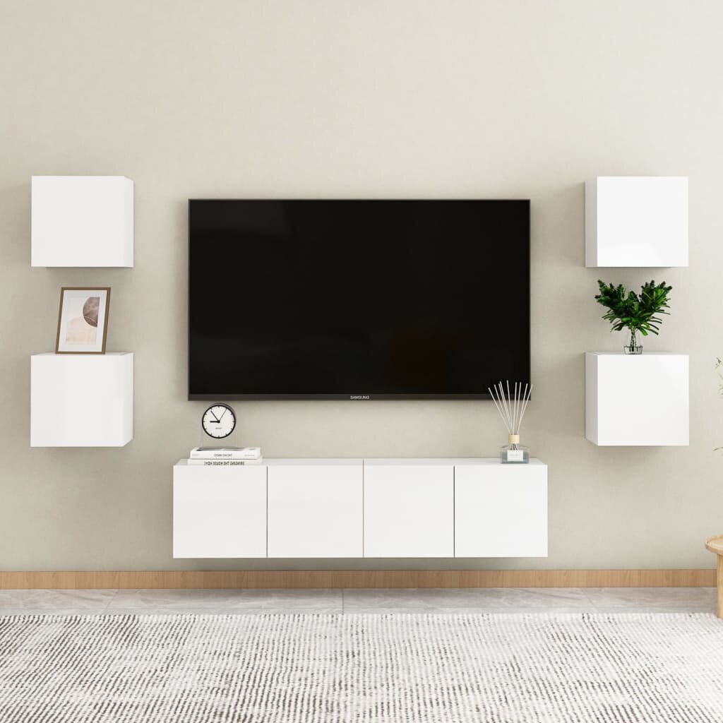 Sieninė televizoriaus spintelė, 30,5x30x30 cm, balta kaina ir informacija | TV staliukai | pigu.lt