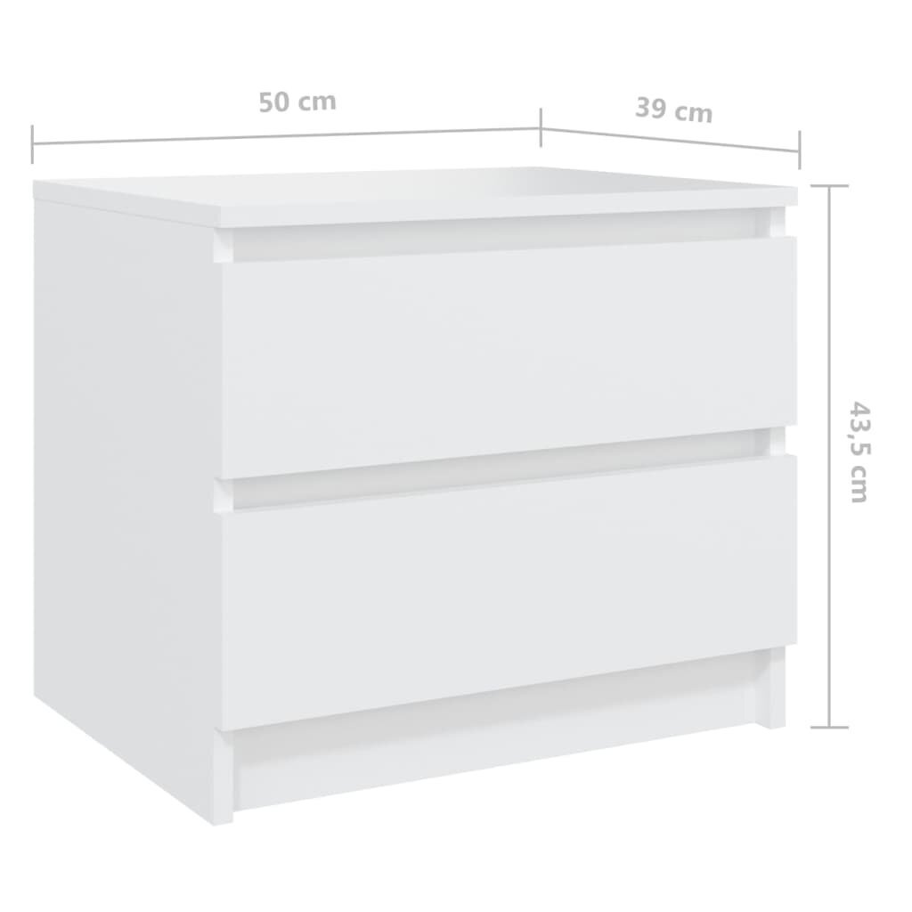 Naktinė spintelė, 50x39x43,5 cm, balta kaina ir informacija | Spintelės prie lovos | pigu.lt