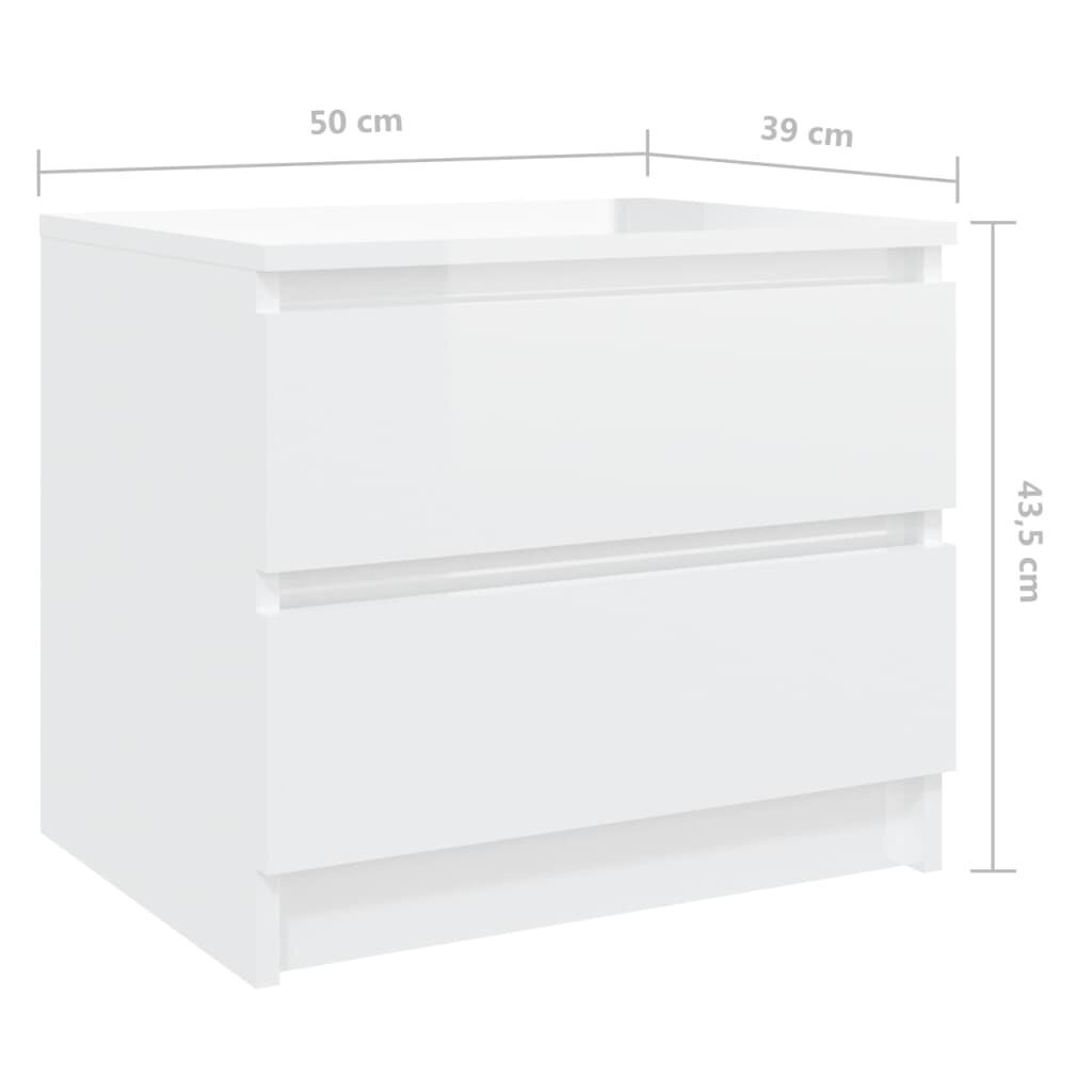 Naktinės spintelės, 50x39x43,5 cm, 2 vnt, baltos kaina ir informacija | Spintelės prie lovos | pigu.lt