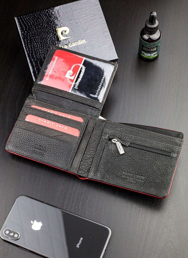 Vyriška odinė piniginė Pierre Cardin Tumble 88061, juodos spalvos цена и информация | Vyriškos piniginės, kortelių dėklai | pigu.lt