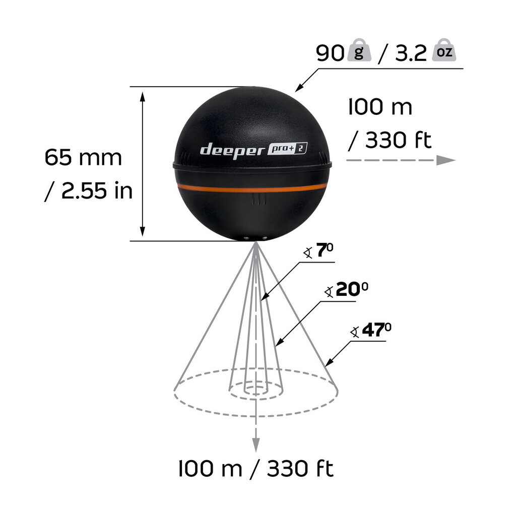 Sonaras Deeper Smart Sonar PRO+ 2 kaina ir informacija | Išmanioji technika ir priedai | pigu.lt