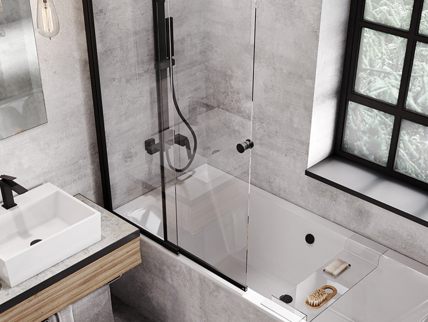 Vonios sienelė Besco Easy Slide, Black kaina ir informacija | Priedai vonioms, dušo kabinoms | pigu.lt
