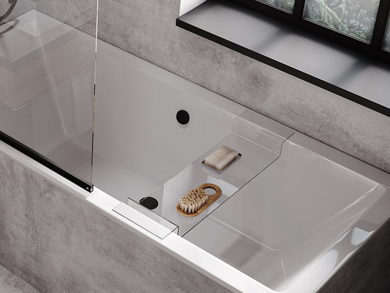 Akrilinė lentynėlė voniai Besco Clear, 70 cm цена и информация | Vonios kambario aksesuarai | pigu.lt