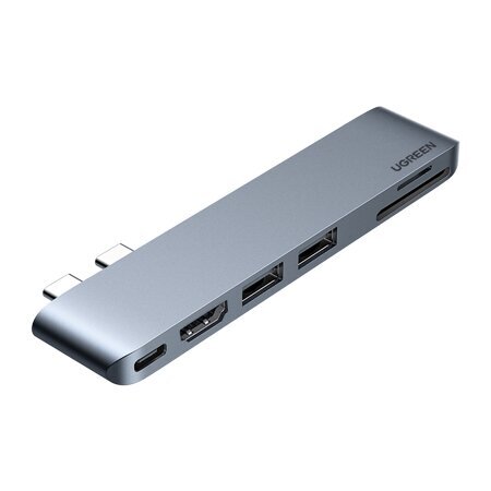 Šakotuvas 6-in-1 UGREEN CM380 USB-C Hub, skirtas MacBook Air / Pro, pilkas kaina ir informacija | Adapteriai, USB šakotuvai | pigu.lt