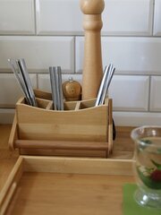 Bambukinis stalo įrankių dėklas 20.5x14x12 cm kaina ir informacija | Virtuvės įrankiai | pigu.lt