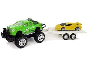 Внедорожник со спортивным автомобилем, зеленый цена и информация | Игрушки для мальчиков | pigu.lt