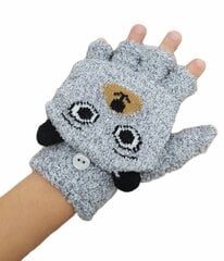 Перчатки отгибаемые детские Rak R-069 Медведь, черные цена и информация | Зимняя одежда для детей | pigu.lt