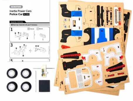 Medinis 3D galvosūkis Robotime Police Car, 5 m.+ kaina ir informacija | Konstruktoriai ir kaladėlės | pigu.lt