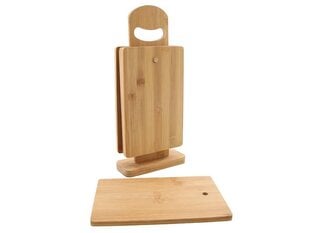 Bambuko pjaustymo lentelės su stovu, 5 vnt. kaina ir informacija | Pjaustymo lentelės | pigu.lt
