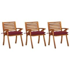 Sodo valgomojo kėdės su pagalvėlėmis, 3 vnt., rudos kaina ir informacija | Lauko kėdės, foteliai, pufai | pigu.lt