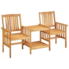 Sodo kėdės su arbatos staliuku ir pagalvėlėmis, rudas kaina ir informacija | Lauko baldų komplektai | pigu.lt