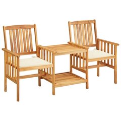 Sodo kėdės su arbatos staliuku ir pagalvėlėmis, rudas kaina ir informacija | Lauko baldų komplektai | pigu.lt