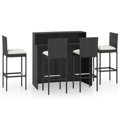 Sodo baro baldų komplektas su pagalvėlėmis, 5 dalių, juodas цена и информация | Комплекты уличной мебели | pigu.lt
