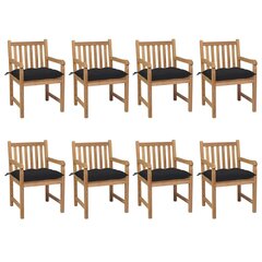 Sodo kėdės su juodomis pagalvėlėmis, 8 vnt, rudos kaina ir informacija | Lauko kėdės, foteliai, pufai | pigu.lt