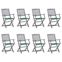 Sulankstomos lauko kėdės su pagalvėlėmis, 8 vnt., pilkos цена и информация | Садовые стулья, кресла, пуфы | pigu.lt