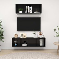 Televizoriaus spintelių komplektas, 2 dalių, juodas kaina ir informacija | TV staliukai | pigu.lt