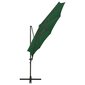 Gembinis skėtis su stulpu ir LED lemputėmis, 300 cm, žalias kaina ir informacija | Skėčiai, markizės, stovai | pigu.lt