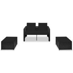 Садовый набор с подушками, 3 части, черный цена и информация | Комплекты уличной мебели | pigu.lt