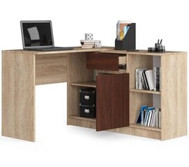 Письменный стол NORE B-17, коричневый/темно-коричневый цена и информация | Компьютерные, письменные столы | pigu.lt