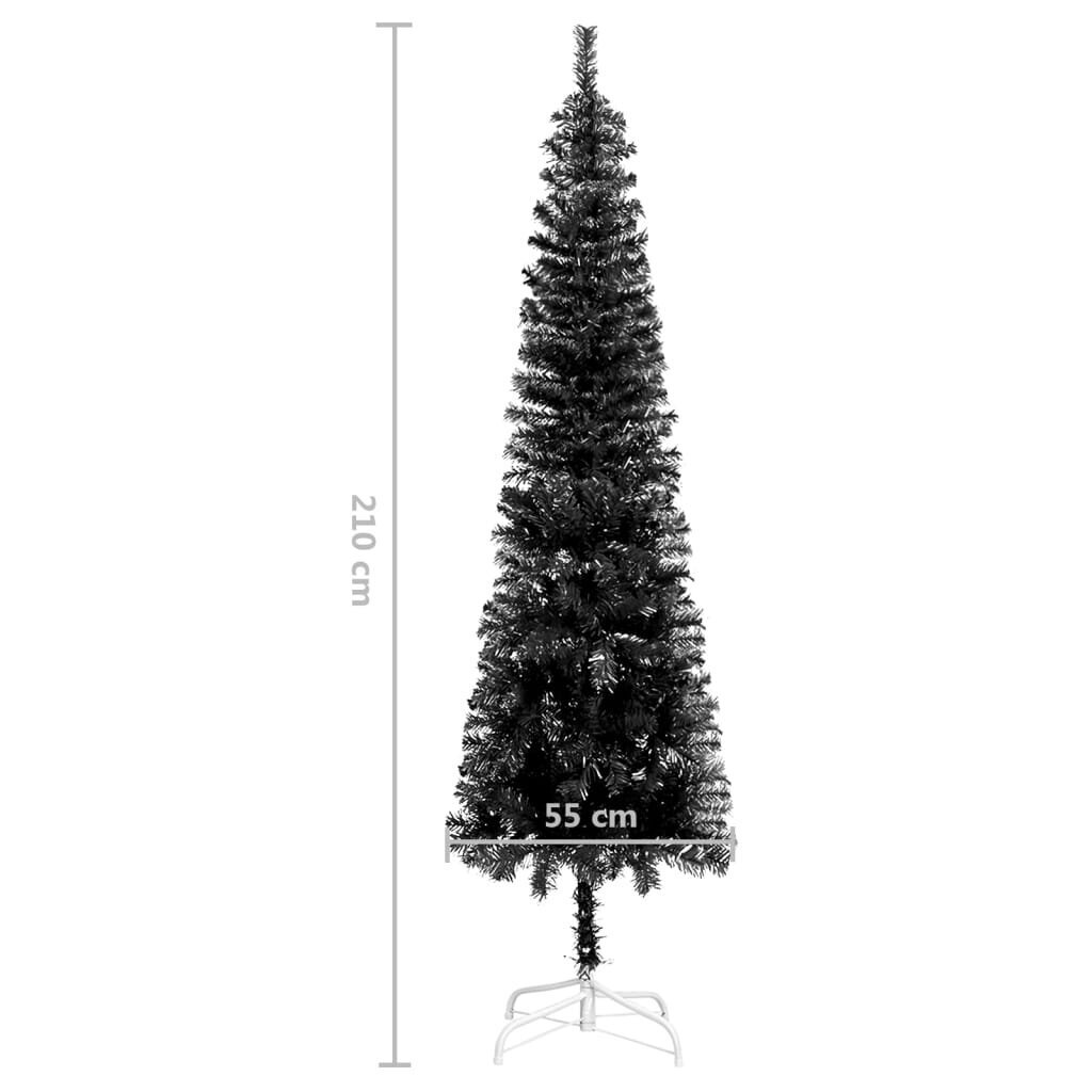 Siaura Kalėdų eglutė, juodos spalvos, 210 cm kaina ir informacija | Eglutės, vainikai, stovai | pigu.lt