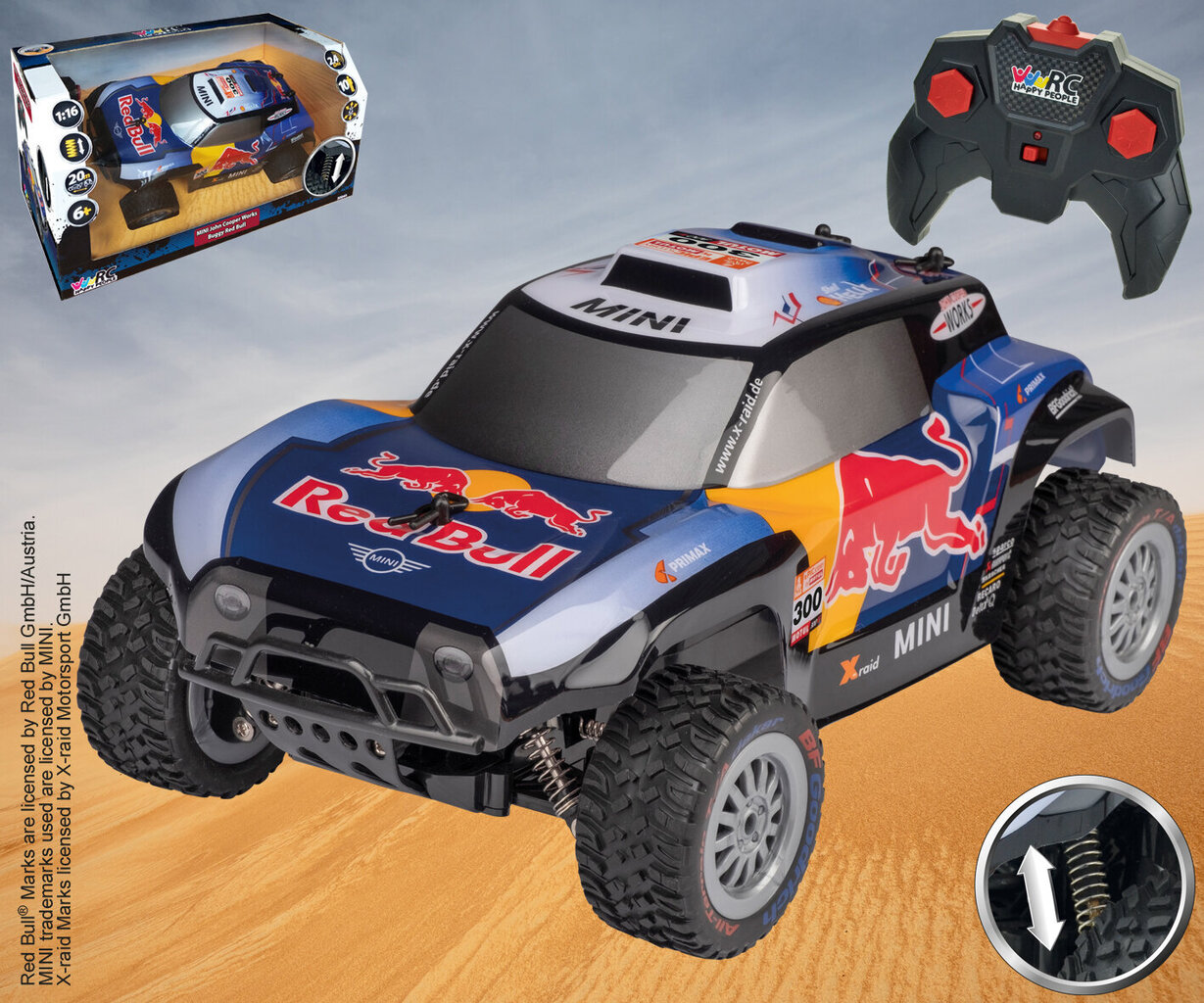 Radijo bangomis valdomas džipas Red Bull X-Raid Mini JCW kaina ir informacija | Žaislai berniukams | pigu.lt