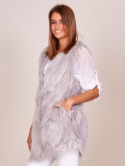 Женский жилет с удлиненным ворсом, светло-серый цена и информация | Женские жилеты | pigu.lt