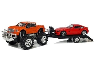 Automobilių rinkinys su Monster Truck, oranžinis kaina ir informacija | Žaislai berniukams | pigu.lt