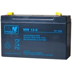 MWPower akumuliatorius MW 6V 12Ah F2(250) AGM, 6-9 metai kaina ir informacija | Elementai | pigu.lt