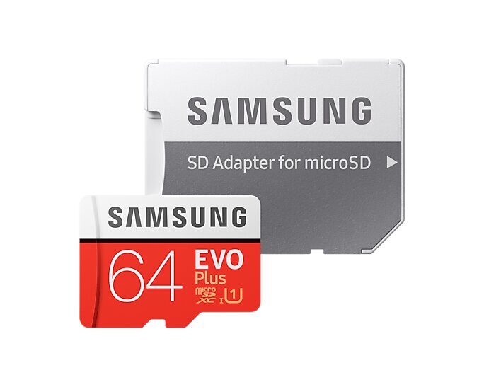 Samsung MB-MC64HA/APC Evo Plus Micro SD Card 64GB (+SD adapteris) kaina ir informacija | Atminties kortelės telefonams | pigu.lt