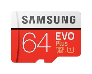 Samsung MB-MC64HA/APC Evo Plus Micro SD Card 64GB (+ адаптер СД) цена и информация | Карты памяти для телефонов | pigu.lt