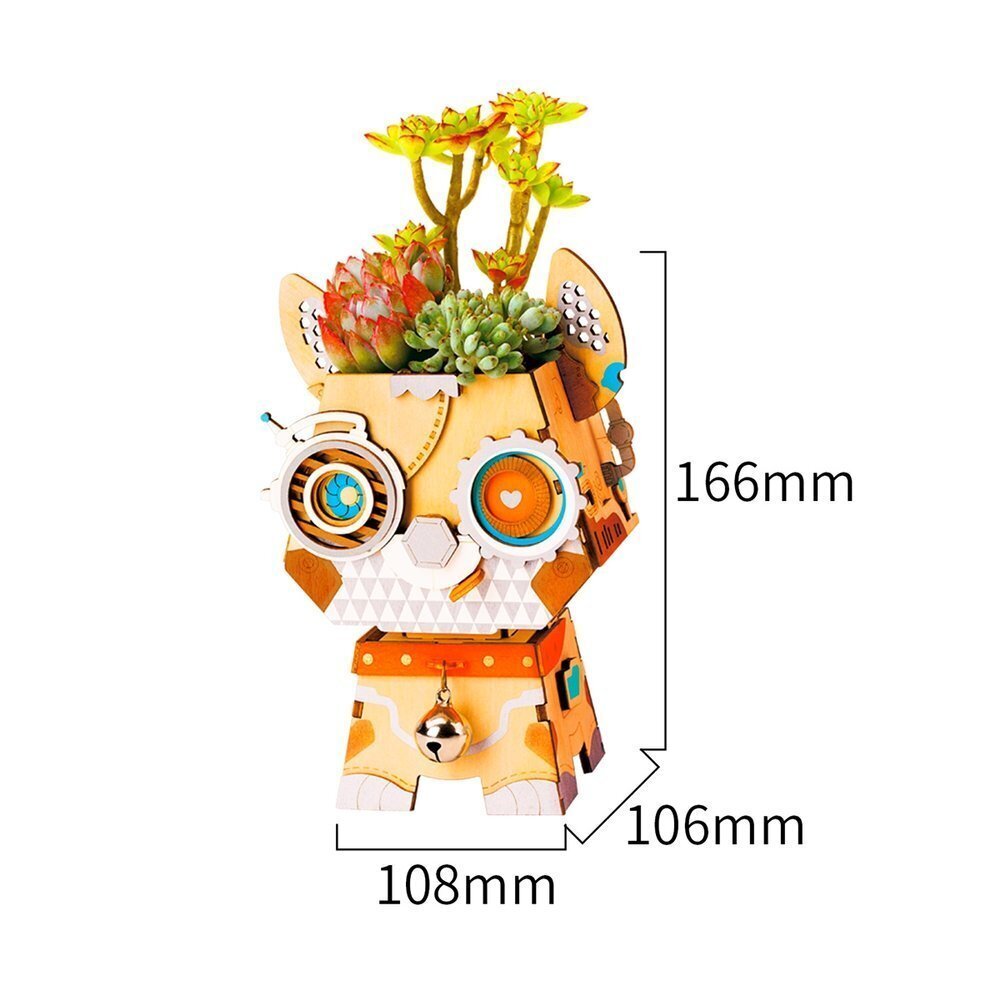 Medinis 3D galvosūkis - gėlių vazonas Robotime Dog kaina ir informacija | Konstruktoriai ir kaladėlės | pigu.lt