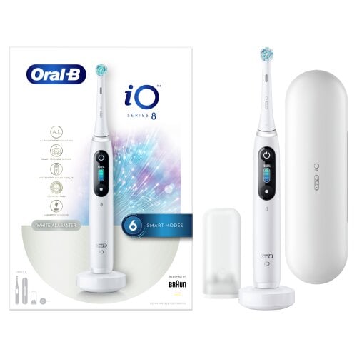 Oral-B iO8 Series White Alabaster kaina ir informacija | Elektriniai dantų šepetėliai | pigu.lt