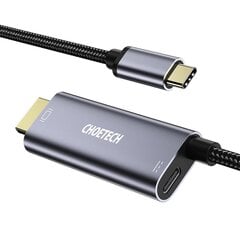 Однонаправленный адаптер Choetech USB тип C (папа) на HDMI 4K 60Hz (папа) + блок питания Power Delivery 60Вт 1.8м серый (XCH-M180-GY) цена и информация | Адаптеры, USB-разветвители | pigu.lt