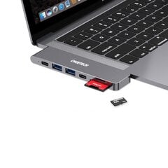 Многофункциональная док-станция Choetech HUB для Apple MacBook Pro USB Typ C 7in2 100W Thunderbolt 3, серый (HUB-M14) цена и информация | Адаптеры, USB-разветвители | pigu.lt