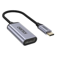 Односторонний кабельный адаптер Choetech с USB Type C (штекер) на DisplayPort (мама), 4K, 60 Гц, 20 см, серый (HUB-H11) цена и информация | Адаптеры, USB-разветвители | pigu.lt