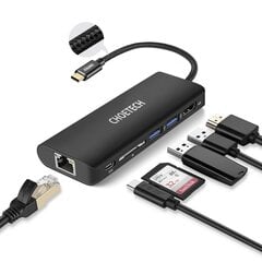 Адаптер-концентратор для док-станции Choetech USB Typ C 6в1 100Вт PD, черный (HUB-M05) цена и информация | Адаптеры, USB-разветвители | pigu.lt