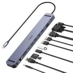 Док-станция Choetech многофункциональный адаптер HUB USB Typ C 11в1 100Вт PD, серый (HUB-M20) цена и информация | Choetech Мобильные телефоны, Фото и Видео | pigu.lt