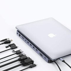 Док-станция Choetech многофункциональный адаптер HUB USB Typ C 11в1 100Вт PD, серый (HUB-M20) цена и информация | Адаптеры, USB-разветвители | pigu.lt