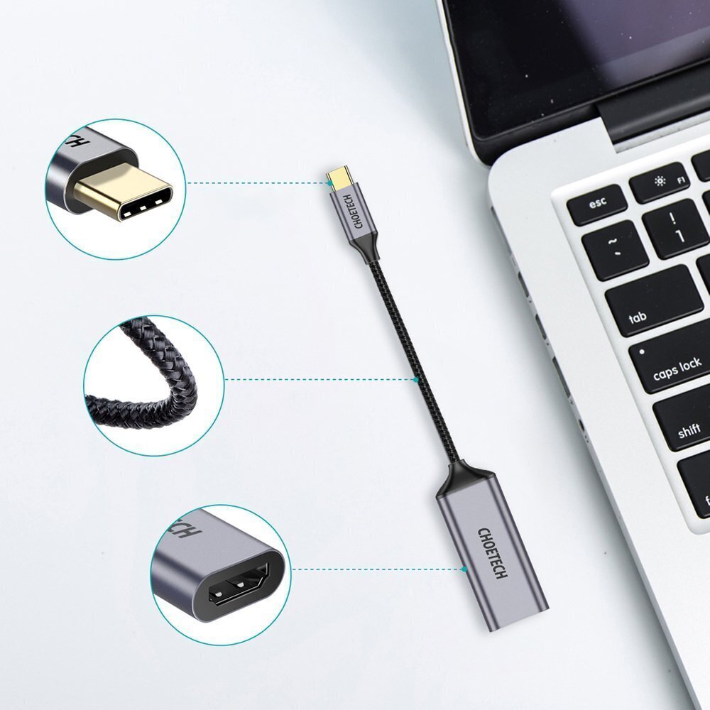 Adapteris Choetech unidirectional cable adapter HUB USB Type C (male) to HDMI (female) 4K 60Hz (HUB-H10) kaina ir informacija | Adapteriai, USB šakotuvai | pigu.lt