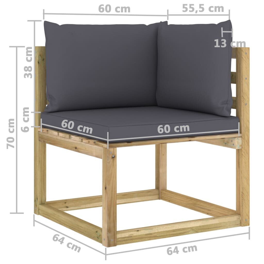 Kampinės sodo sofos su pagalvėlėmis, 2vnt. kaina ir informacija | Lauko suolai | pigu.lt