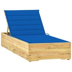 Saulės gultas su karališku mėlynu čiužinuku, rudas kaina ir informacija | Gultai | pigu.lt