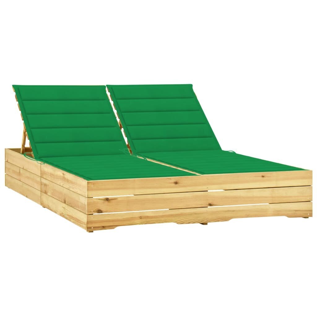 Dvivietis saulės gultas su žaliais čiužinukais цена и информация | Gultai | pigu.lt