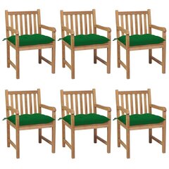 Sodo kėdės su žaliomis pagalvėlėmis, 6 vnt, rudos kaina ir informacija | Lauko kėdės, foteliai, pufai | pigu.lt