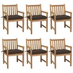 Sodo kėdės su taupe spalvos pagalvėlėmis, 6 vnt, rudos kaina ir informacija | Lauko kėdės, foteliai, pufai | pigu.lt