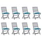 Sulankstomos lauko kėdės su pagalvėlėmis, 8 vnt, pilkos цена и информация | Lauko kėdės, foteliai, pufai | pigu.lt