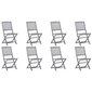 Sulankstomos lauko kėdės su pagalvėlėmis, 8 vnt, pilkos kaina ir informacija | Lauko kėdės, foteliai, pufai | pigu.lt