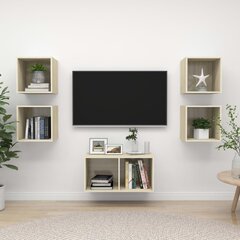 Televizoriaus spintelių komplektas, 5 dalių, rudas kaina ir informacija | TV staliukai | pigu.lt