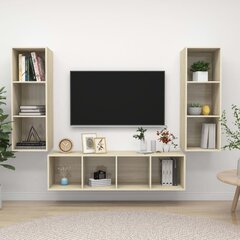 Televizoriaus spintelių komplektas, 3 dalių, rudas kaina ir informacija | TV staliukai | pigu.lt