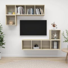 Televizoriaus spintelių komplektas, 4 dalių, rudas kaina ir informacija | TV staliukai | pigu.lt